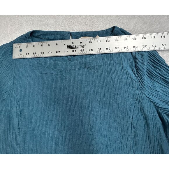 Soft Surroundings Womens Oceo Gauze Textured Blue 3/4 Sleeve Tunic Top XL Casual - Picture 5 of 7